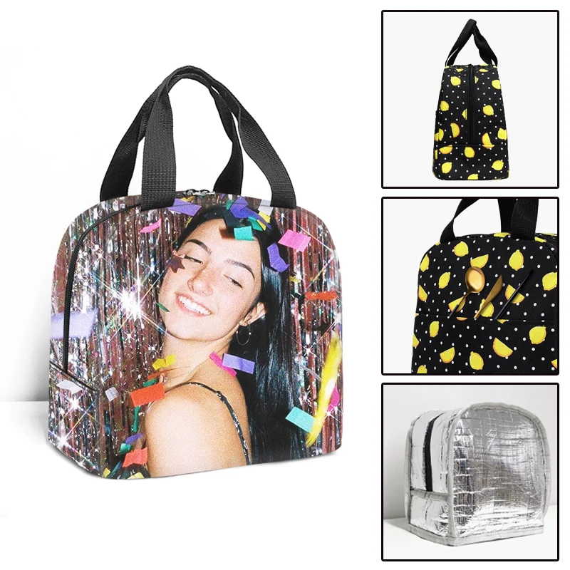 

Hot Charli Damelio Insulated Lunch Bags Women Girls Print Food Case Cooler Warm Bento Box Kids Lunch Bag for School