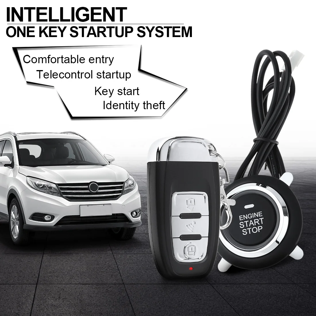 

PKE 433MHz Car Smart Alarm Remote Initiating System Start Stop Engine System with Auto Central Lock and Keyless Entry