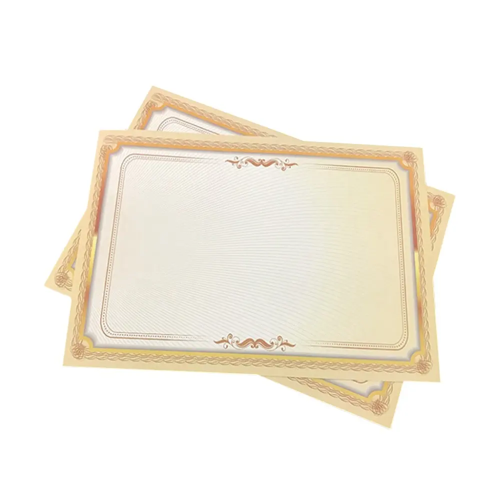 20pcs A4 인증서 용지 학교 졸업 시상용 골드 테두리 그라데이션 디자인 자원 봉사 인정 포일 양각 인장
