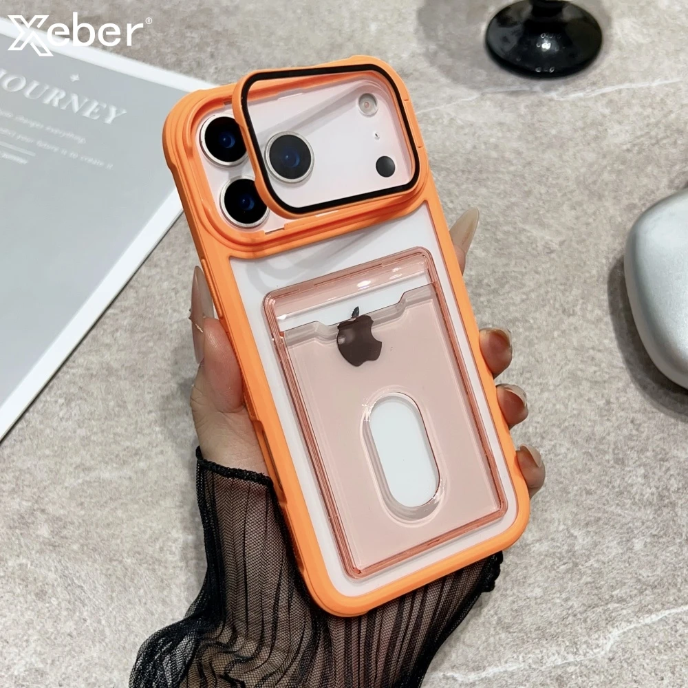 Elegant Slot Card Holder Wallet with Clear Case & Shockproof Cover