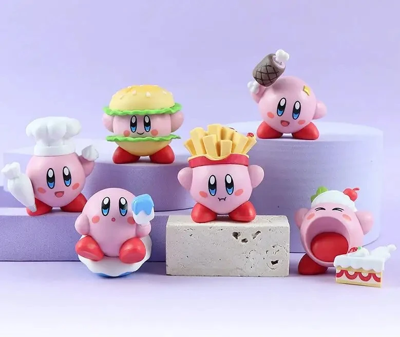 6 unids/set Kirby pastel decoración comida vinilo muñeca figura juguetes regalos para niños