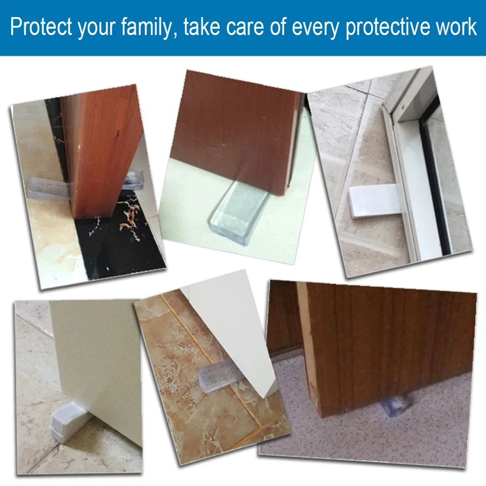 1pc Rubber Door Stopper Home Anti-collision Safety Door Stopper Silicone Anti Slip Blocker Female Living Alone