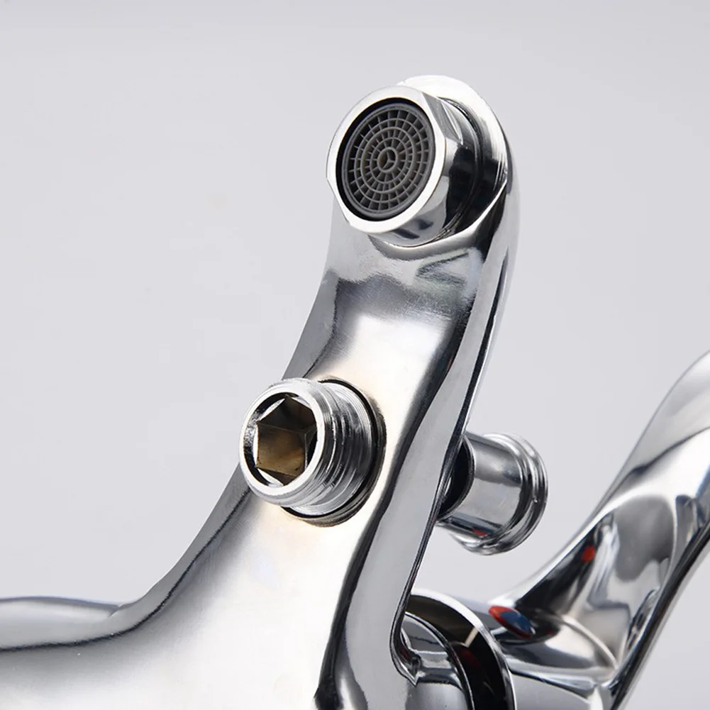 Basin Faucets Wall Mounted Hot Cold Water Double-hole Spout Mixer Tap Bathroom Triple Valve Bath Concealed Shower Tap Hardware,bathroom faucet
