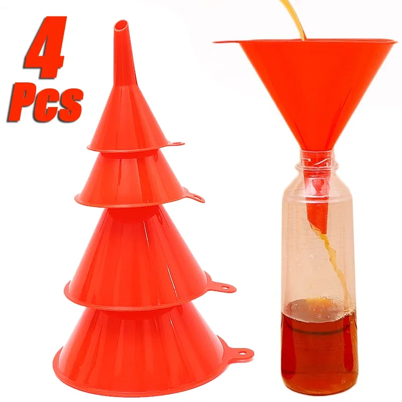 4 Sizes Car Refueling Funnels Car Motorcycle Gasoline Filling Tool Small Plastic Funnel Oil Filling Equipment Accessories