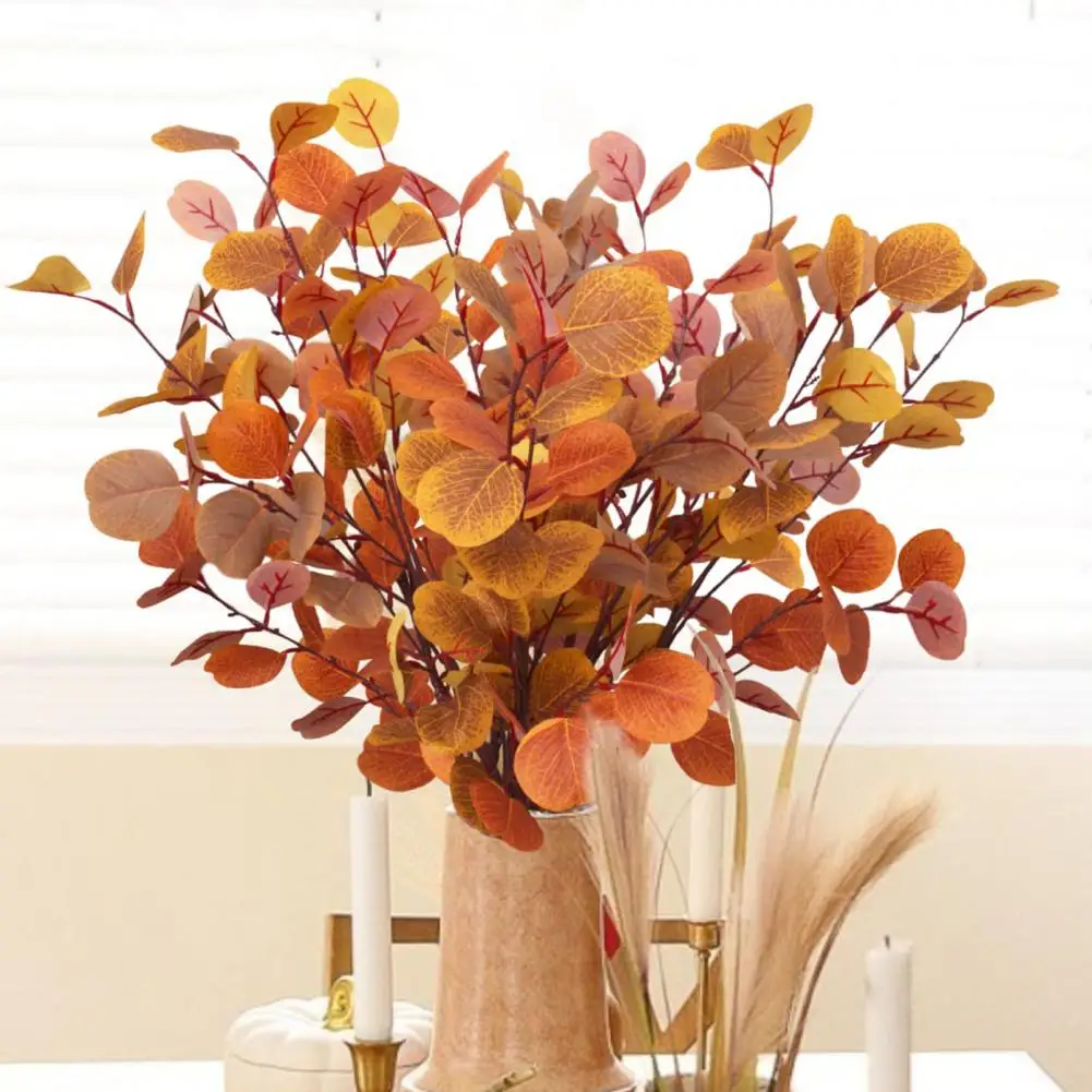 

Faux Plant Simulated Leaves Realistic Indoor Outdoor Eucalyptus Leaves Natural Color Clear Veins Easy Maintenance for 3 Years