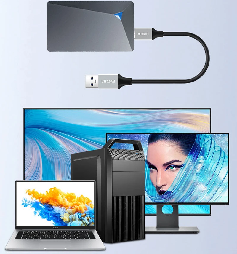 0.5m/1m/2m USB 3.0 타입 A - 마이크로 B 케이블 5Gbps 2A 고속 데이터 동기화 코드 케이블 어댑터 (외장 하드 드라이브 디스크 HDD 하드 케이블용)