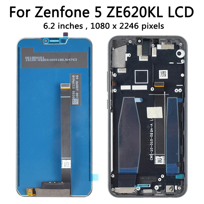 Original 6.2\'\' For Asus ZenFone 5 ZE620KL X00QD ZF620KL X00QDA LCD Display Touch Screen For Zenfone 5z ZS620KL Z01RD LCD Frame