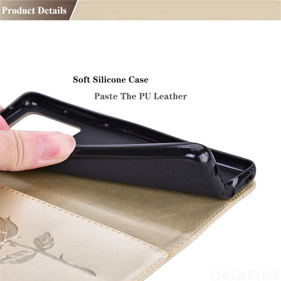 Rose Leather Wallet Flip Phone Case Cover