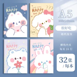 A5 Cartoon Retro Notebook - Cute Student Stationery Sketchbook - A5 (A5 4 PC  a set of C)