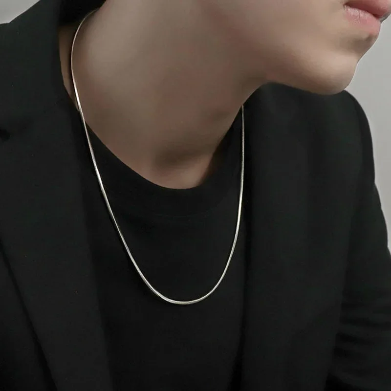1Pcs Punk Hip-hop Snake Link Chain 925 Sterling Silver Necklace for Men Women Jewelry Gifts