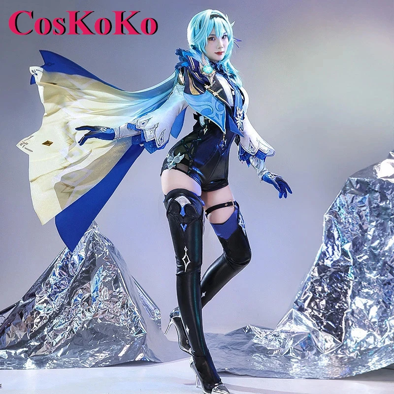

CosKoKo Eula Cosplay Anime Game Genshin Impact Costume Sweet Gorgeous Combat Uniform Women Halloween Party Role Play Clothing