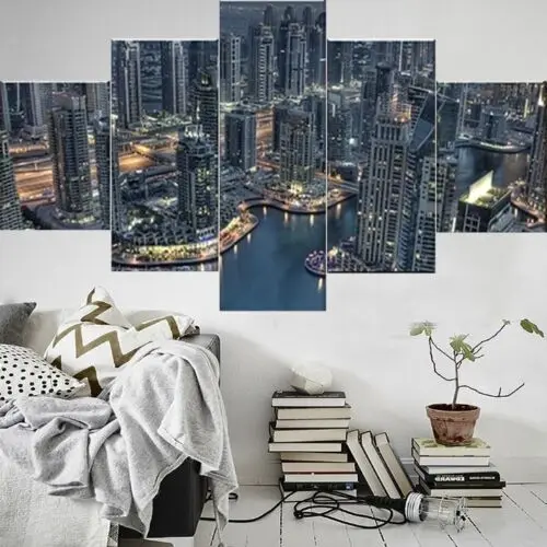 

5Pcs Skyline Dubai Pictures Paintings Wall HD Print No Framed Canvas Art Poster 5 Panel Room Decor Modern Abstract Home Decor
