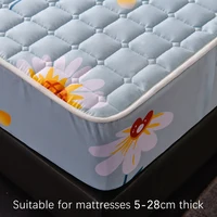 Thickened Quilted  Mattress Cover Thickened Pad Breathable Soft Bed Cover Bed Linen Elastic Fitted Sheet for Queen King Beds