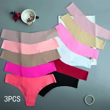 3 pieces Seamless underwear women's underwear low waist ice silk briefs V-horse cotton breathable sports underwear quick drying 1