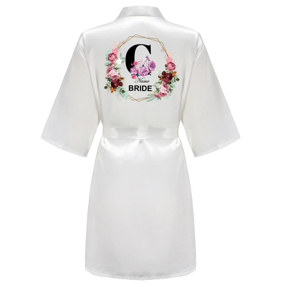 Wedding Party Team Bride Robe Kimono Satin Pajamas Bridesmaid BathrobeTRS51