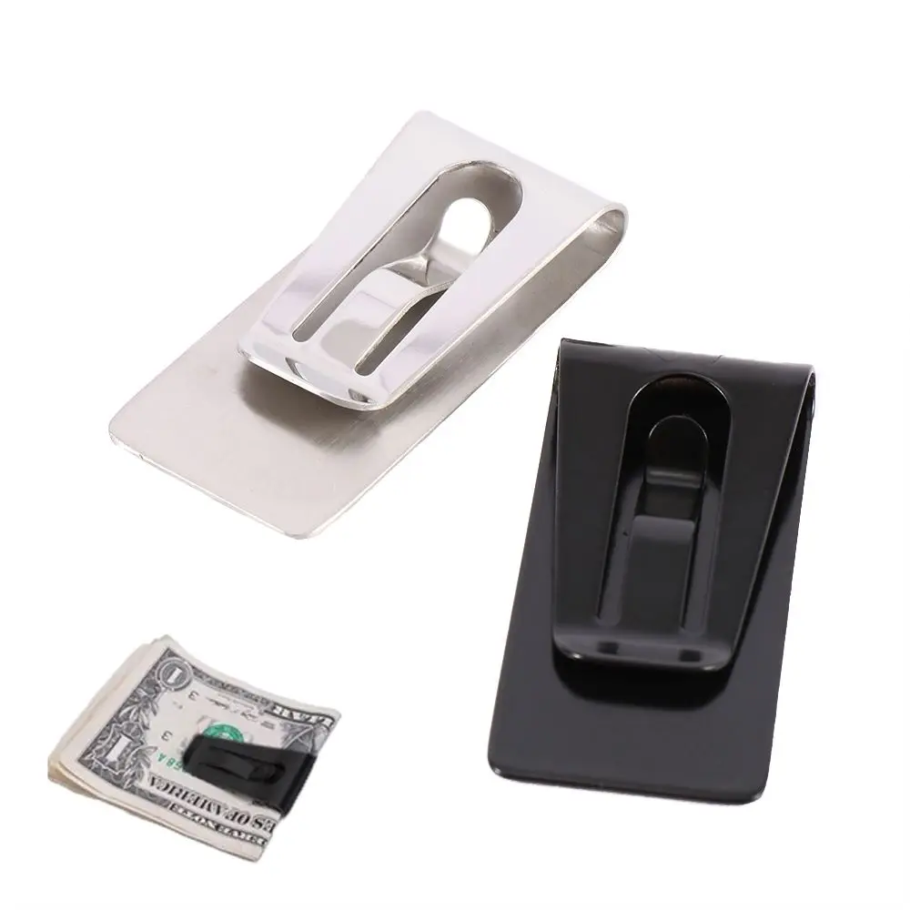 Creative Stationery Business Card Holder Ticket Holder Bill Clip Stainless Steel Hollow ID Card Money Clips Cash Holder