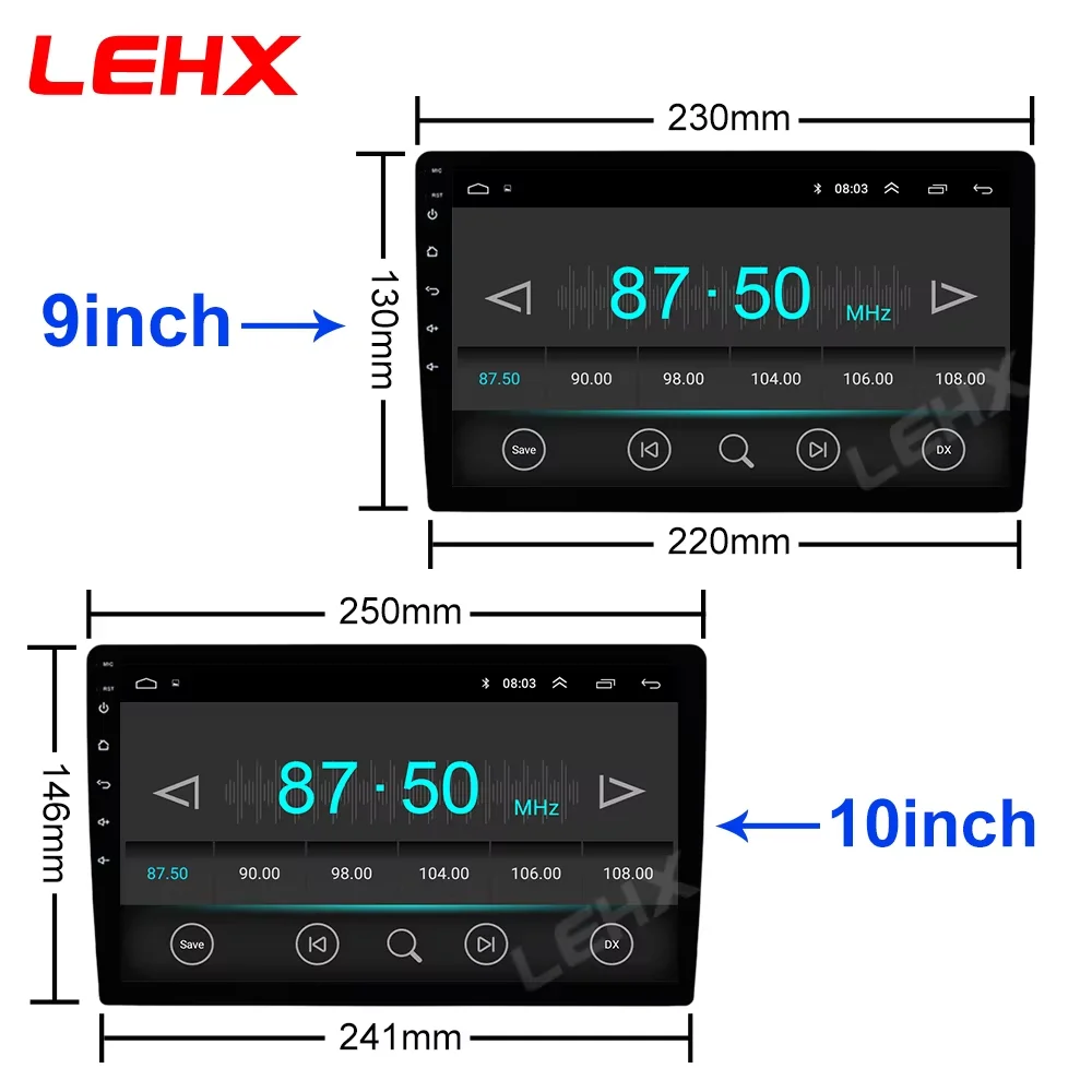 Radio de coche universal LEHX 7 9 10 pulgadas 2Din con CarPlay inalámbrico, Android Auto, 4G, WiFi, GPS, multimedia, Bluetooth, DSP, QLED, estéreo, autoradio. 4