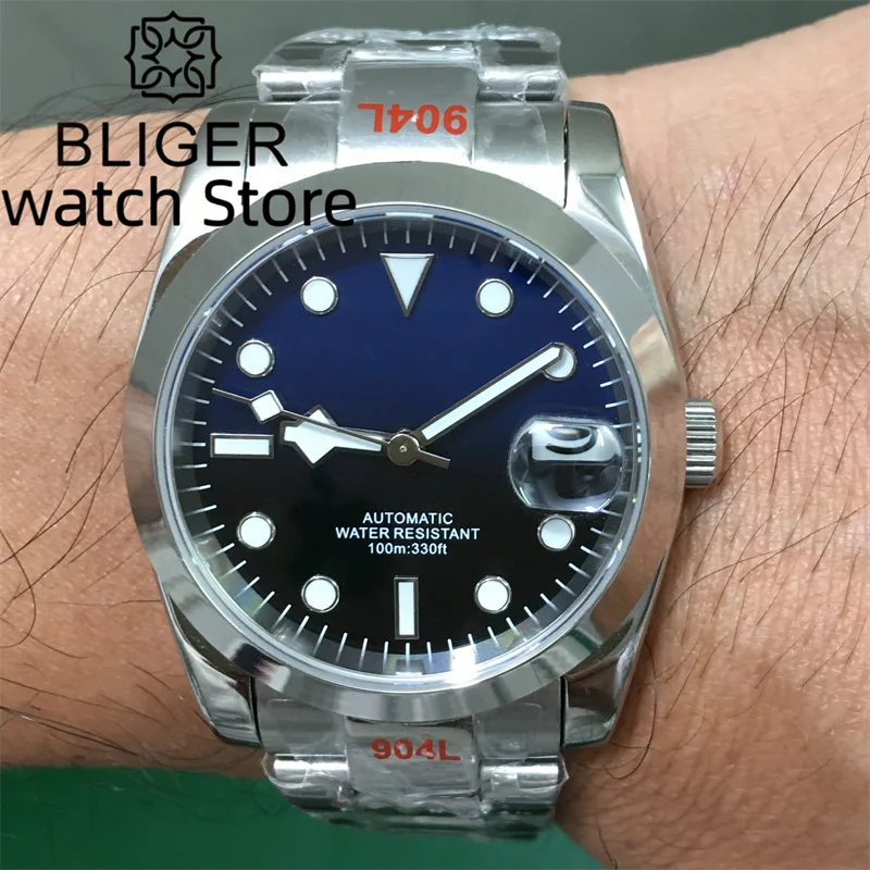 Bliger Muslimah Silver Jubilee/Oyster Bracciale Orologio Meccanico Giappone Nh35 Miyota 8215 Pt5000 Movimento Vetro Zaffiro