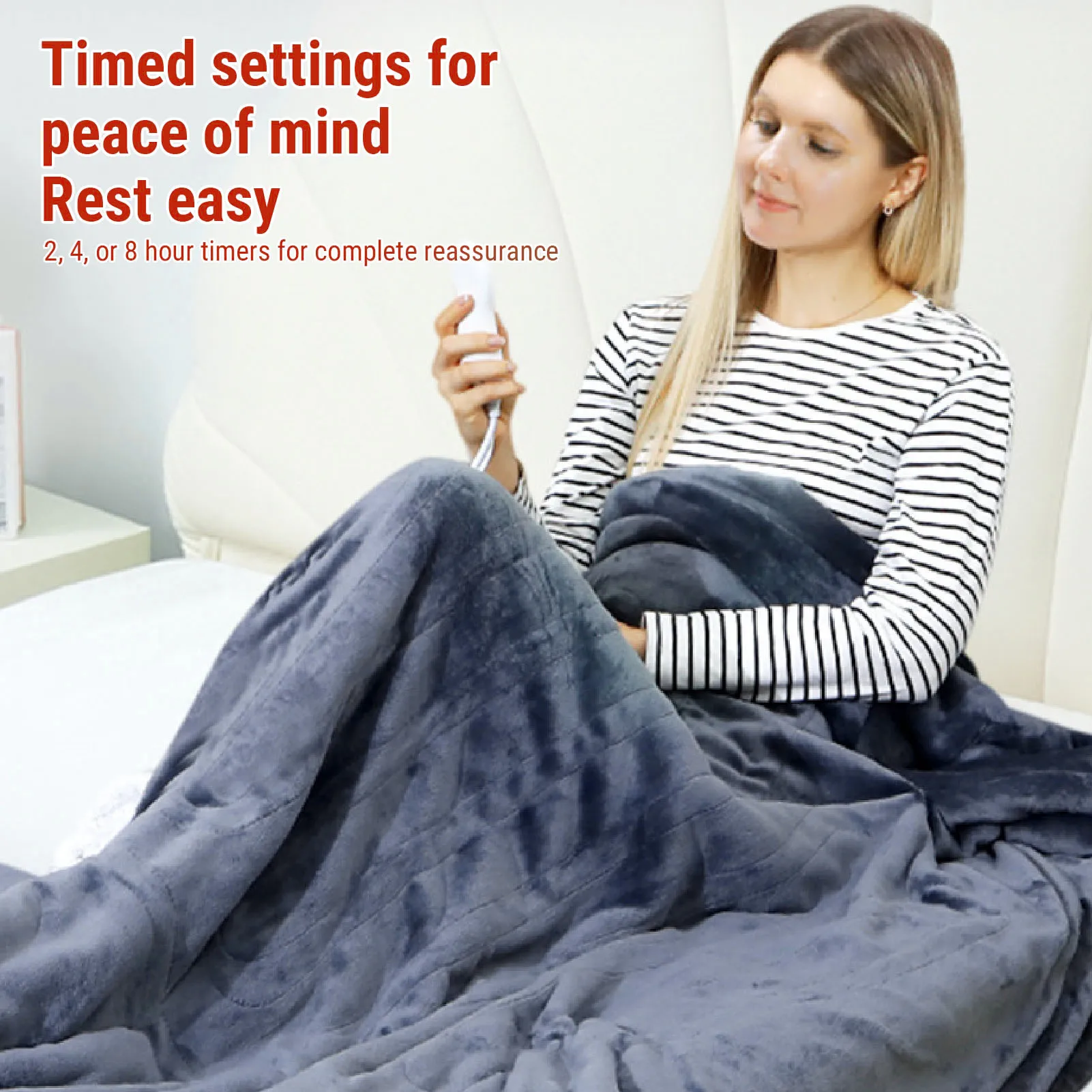 【Hot】50x70inch Electric Wearable Blanket with Sleeves Hood and Foot Pocket Flannel 10 Heating Levels  with 3 Time Settings