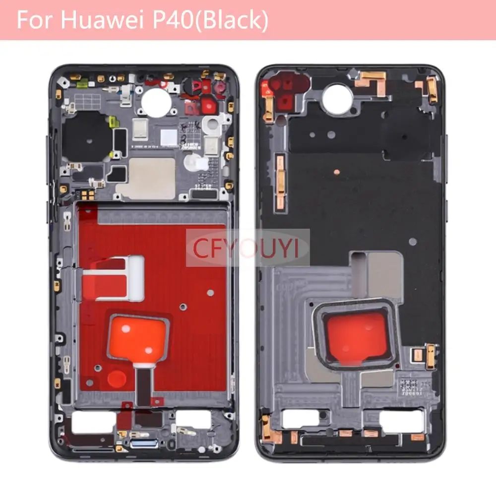 

Original New Middle Frame Bezel Plate Housing with Side Keys For Huawei P40 Replacement Part - Black Blue Color