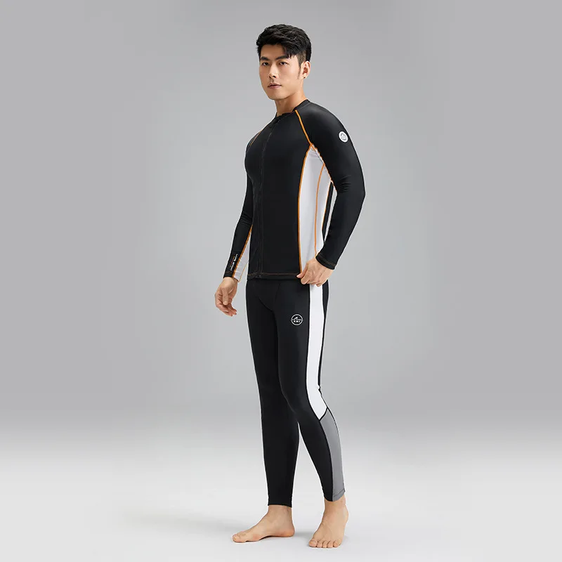 Men's Rash Guards Summer Sun Protection UPF50+ Cardigan Split Body Swimsuit Quick Drying High Elasticity Swimming Surfing Suit