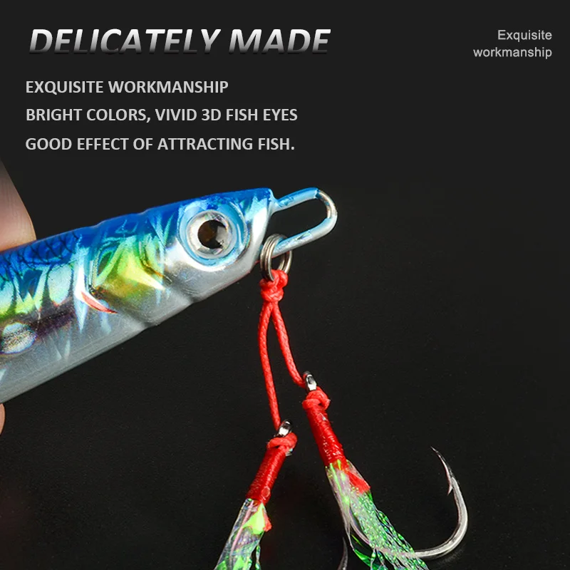 3D Metal Jig 60g 80g 100g 120g 150g 200g Sea Biomimetic Fish Iron Plate Bait Wobbler Fishing Lure Artificial Ocean Boat Fishing