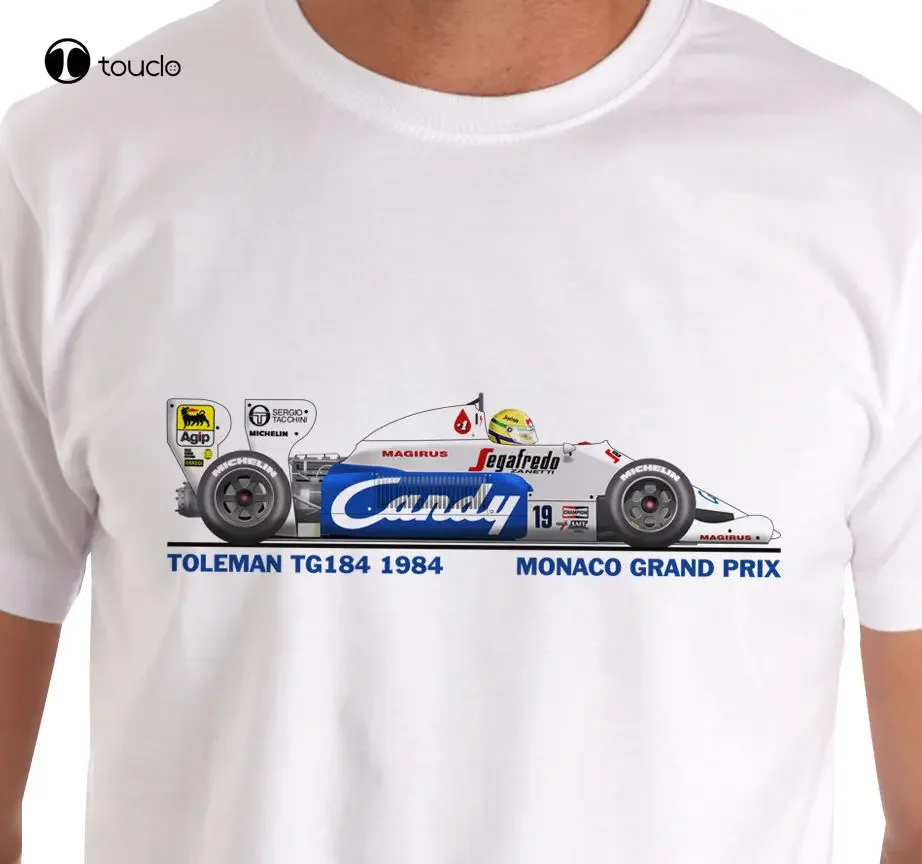 Лидер продаж 100%, футболка Raceart - Toleman Tg184 1984, футболка Монако (Senna), летняя стильная футболка на заказ, Подростковая унисекс