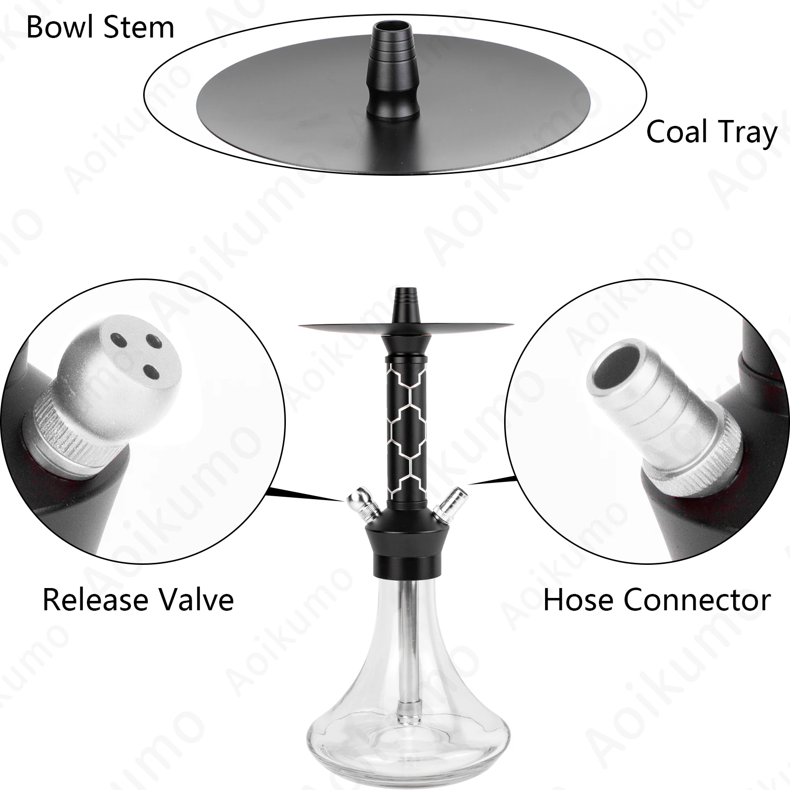 Portable Glass Travel Hookah with Case Bag Set