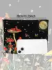 1pc，Mushroom Forest Pattern Corduroy Zipper Makeup Bag, Lightweight Multi functional Makeup Storage Bag 2