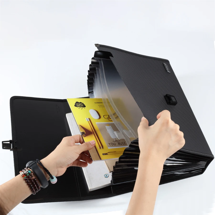 File Folder 26 Grid Thickening Expanding File Folder A4 Paper Holder Office Document Organizer Waterproof Case For Documents