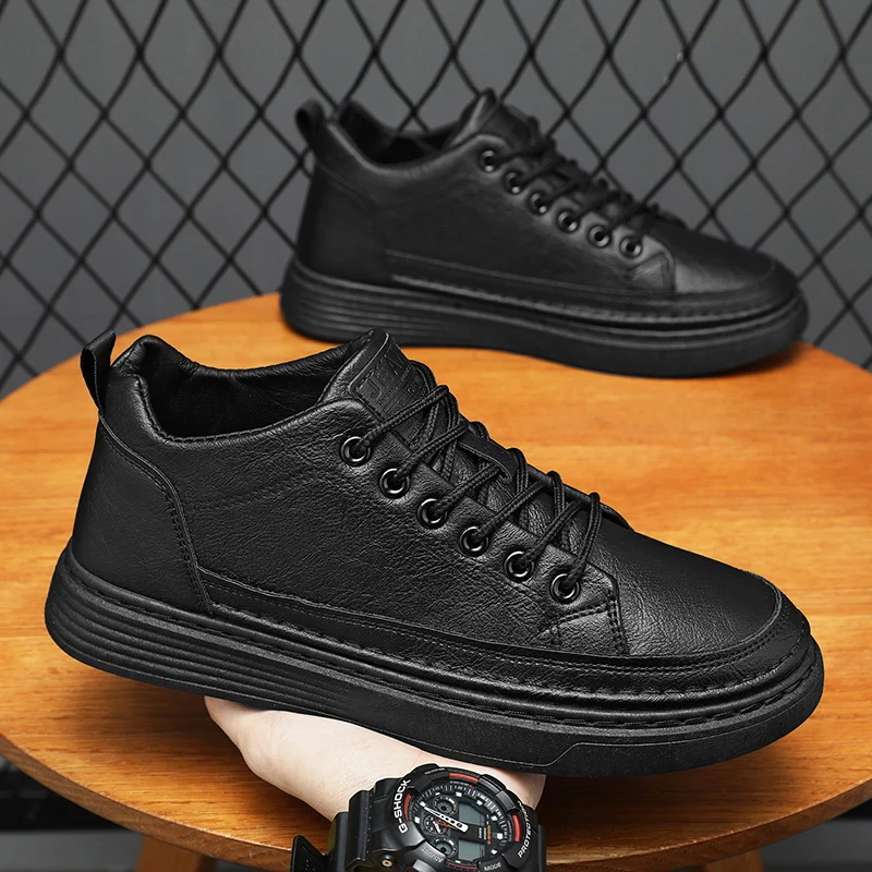 Baskets décontractées en cuir pour homme chaussures confort_voghion.com
