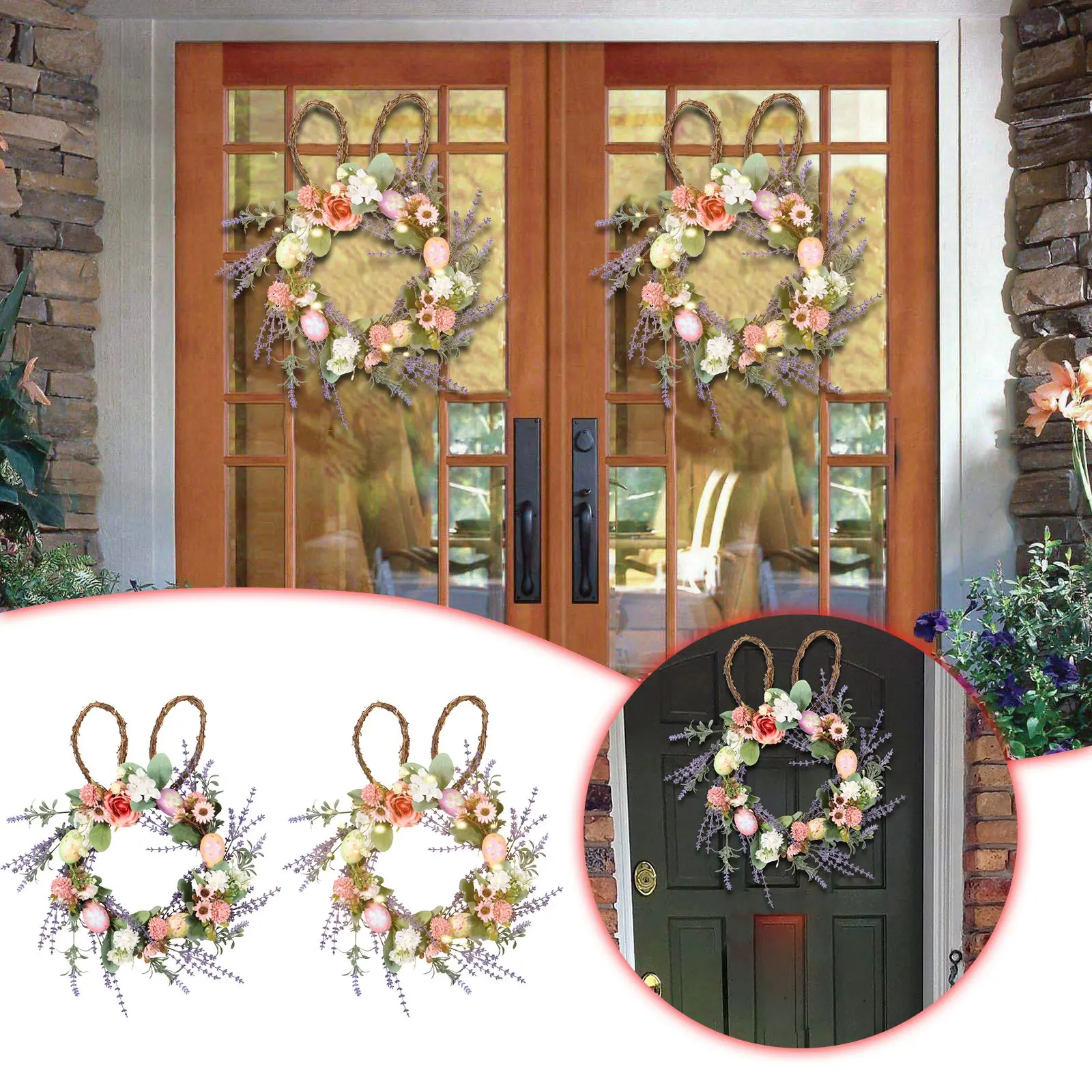

Easter New Bunny Egg Wreath Lavender Decorative Wreath Door Hanging Easter Wall Hanging Mini Grapevine