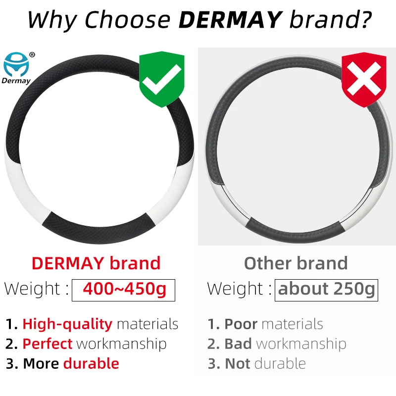 100% DERMAY Brand Leather Car Steering Wheel Cover for Kia Rio 2 3 4 X Line Kombi Sedan Auto Accessories Interior