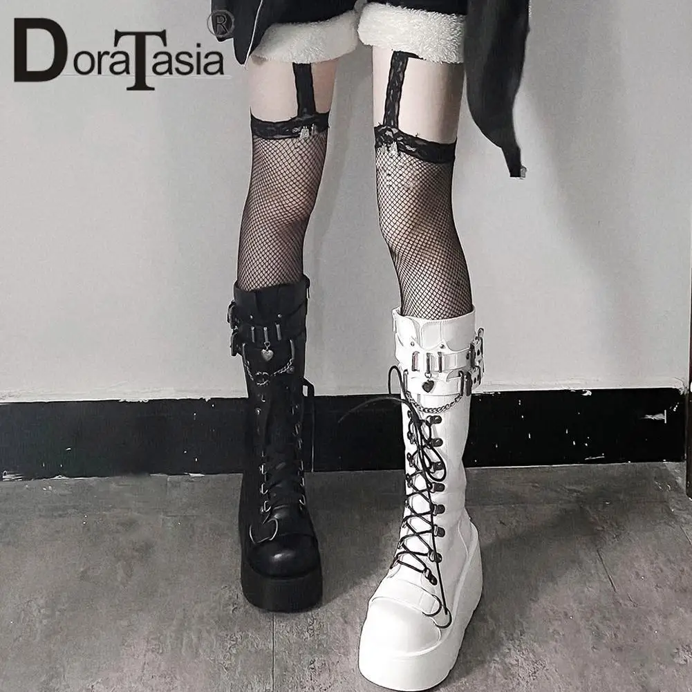 Brand New Female Wedges High Heels Boots Fashion Buckle Punk