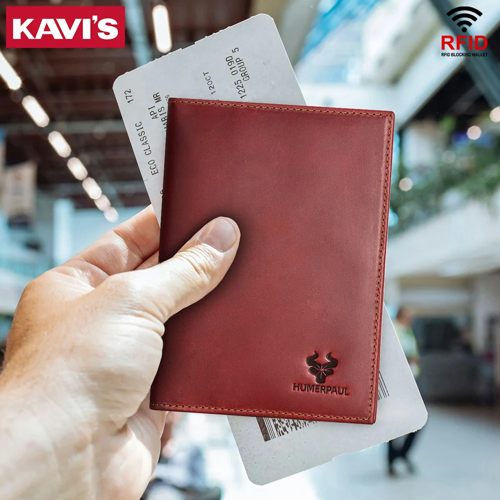 Enhanced Leather Travel Companion: RFID Passport and Card Holder with AirTag Slot