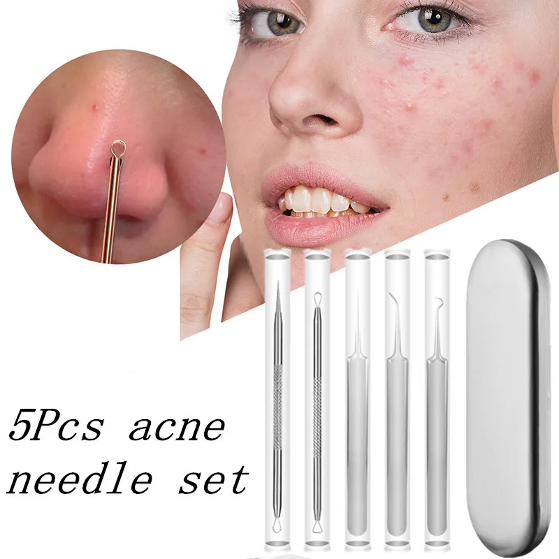 

1/4/5Pcs Stainless Steel Acne Needle Set Acne Clip Cell Clip Acne Needle Squeeze Acne To Blackhead Tool Facial Skin Care Tools