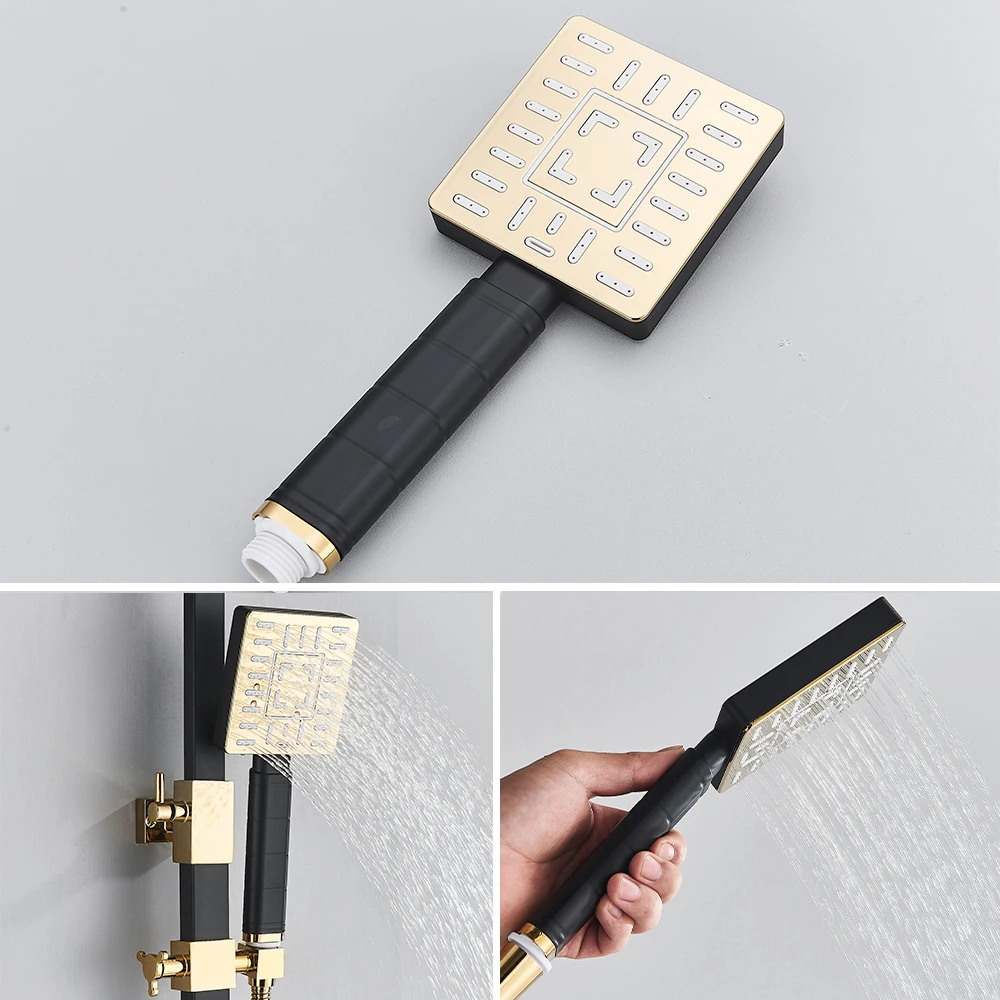 Description Picture 6 of itemGolden Black Rainfall Shower Faucet Bathroom Shower set system With Bidet Sprayer Tap Wall Mount Hot & Cold Water Mixer