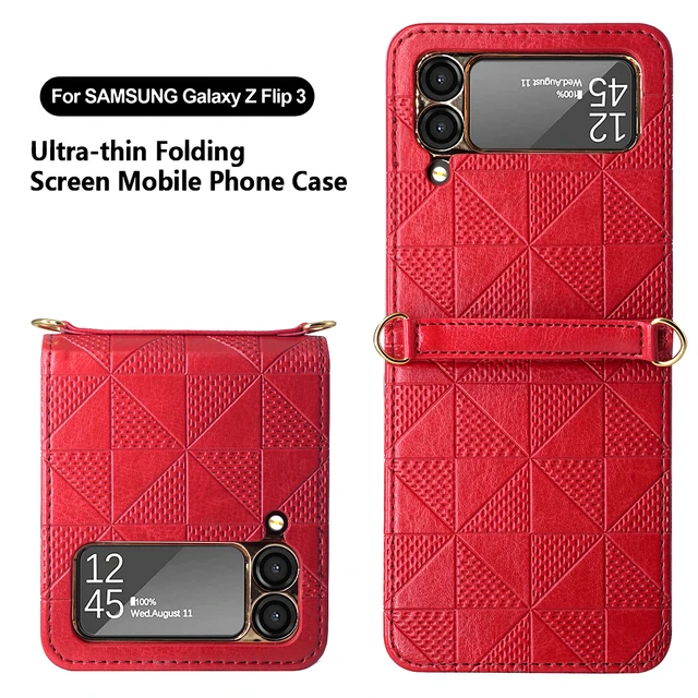 Samsung Galaxy Flip 3 Leather Case  Samsung Galaxy Z Flip 3 Phone Case -  Leather - Aliexpress