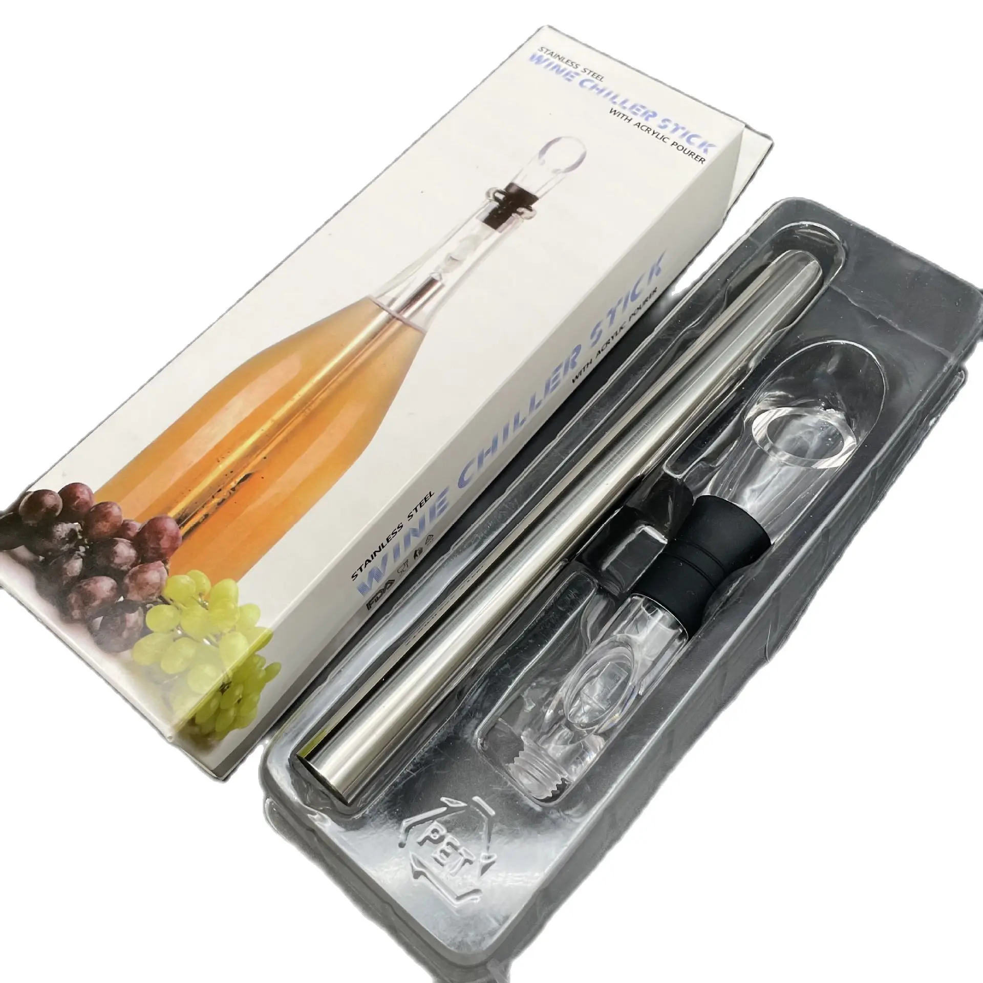 Stainless Steel Wine Pourer with Chill Rod Wine Cooler Cooling Rod drink cooler