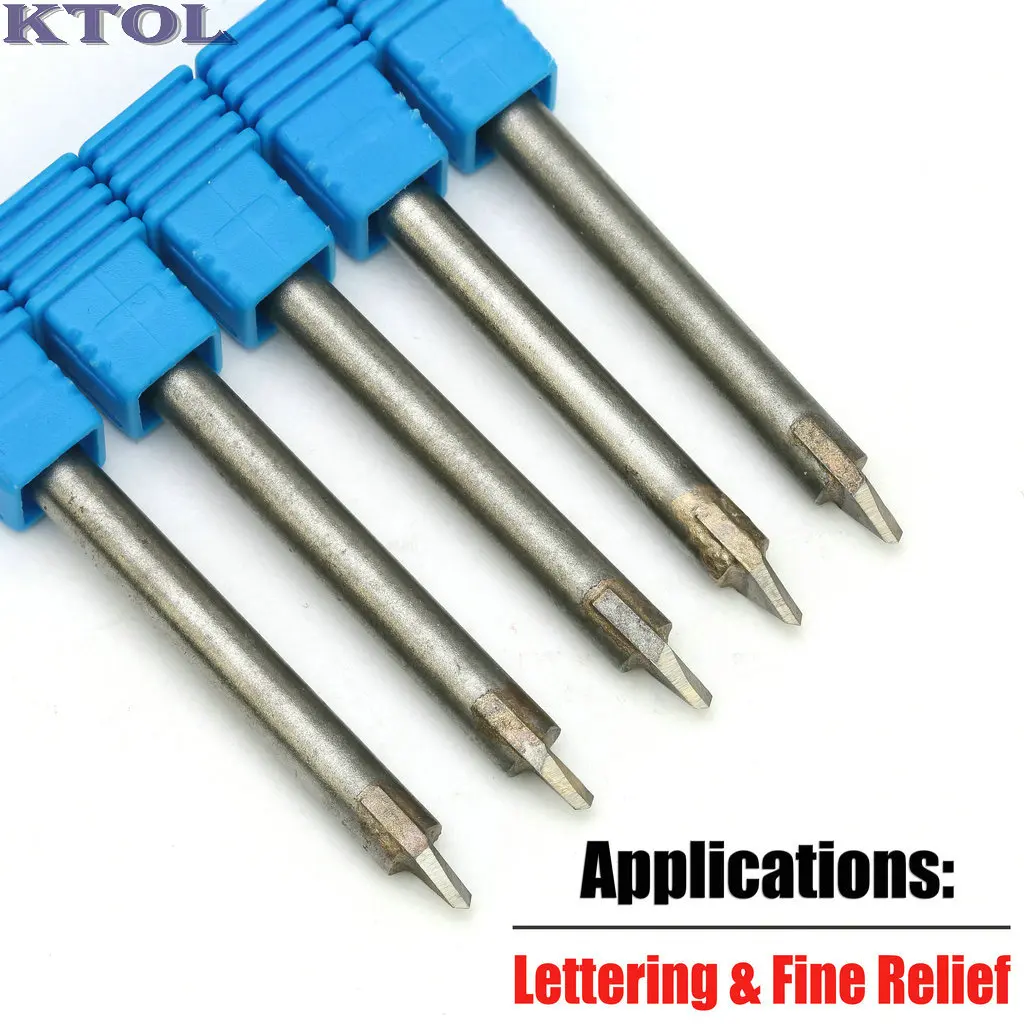 

6mm Shank 60 Angle V-Shape Stone Cutter End Mill Solid Carbide Engraving Bit CNC Router Tools for Marble Carving Lettering 10pcs