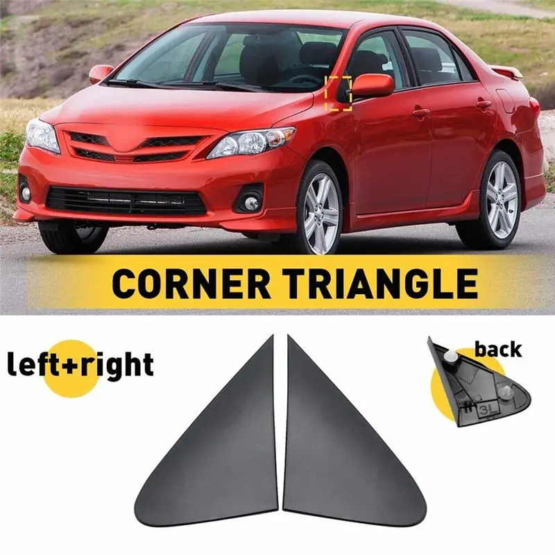 Toyota Corolla 08-13 60118-12010 60117-12010 도어 뷰 미러 코너 트림 커버 용 실용적인 1 쌍 프론트 필러 삼각형 플레이트