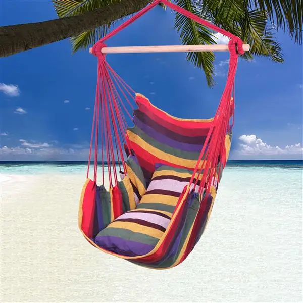 wicker patio furniture Canvas Hanging Hammock Outdoor Garden Hanging Rope  Chair Porch Beach Camping Swing Bed With Pillows cheap garden furniture