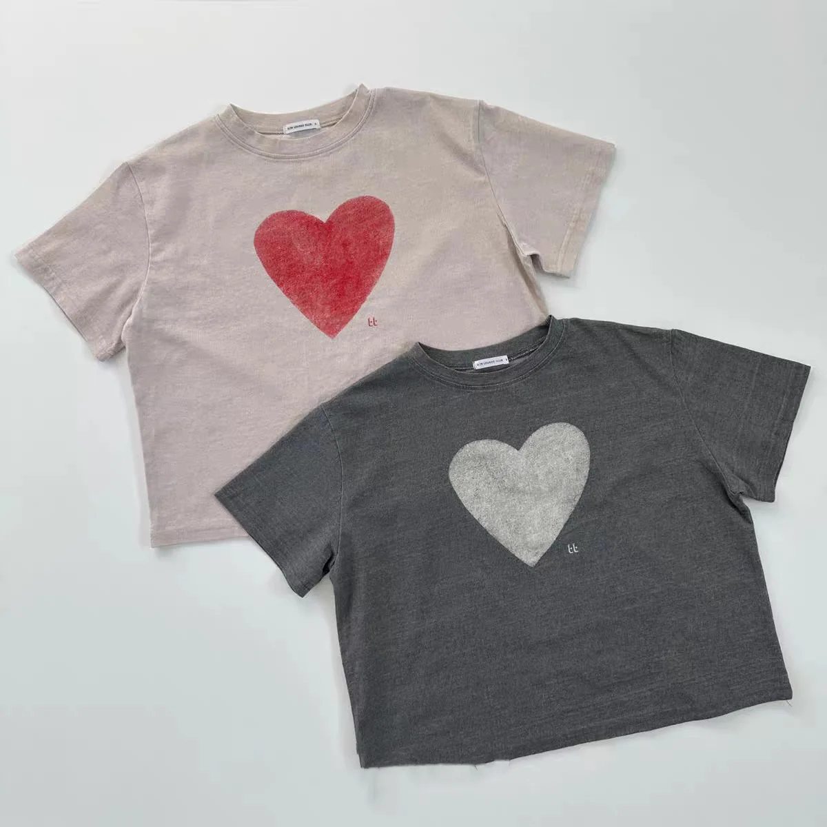 

2024 Summer New Baby Cute Heart Print T Shirts For Boys Girls Toddler Short Sleeve T Shirts Infant O-neck Tops Kids Clothes