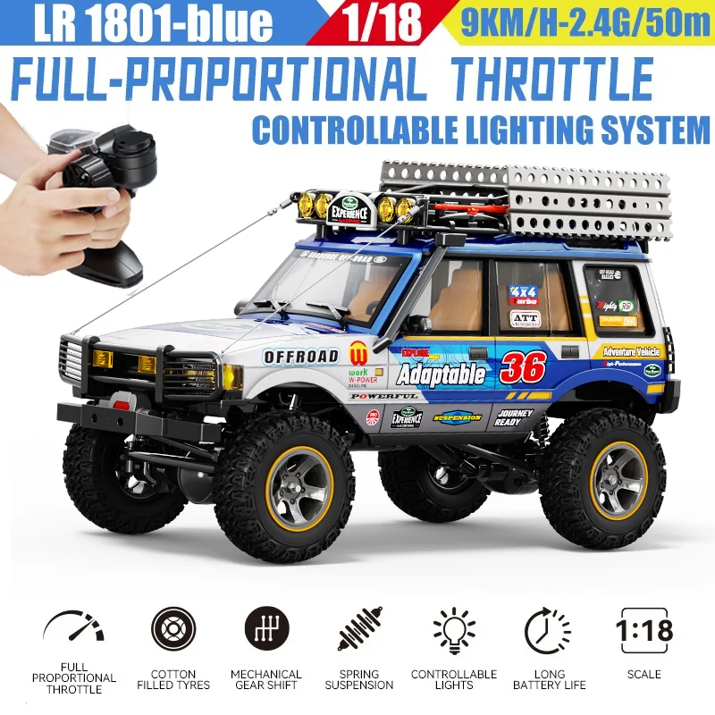 JXC 1:18 LR1801 전문 RC 원격 조종 자동차 오프로드 등반 자동차 4륜..