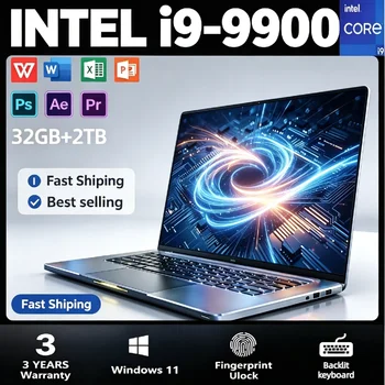 2026 NEW 14.1"Laptop Intel Core i9-9900 32GB 2TB Windows 11 Notebook Computer PC Gamer office Ultra Slim Notebook 1920*1080 HD 1