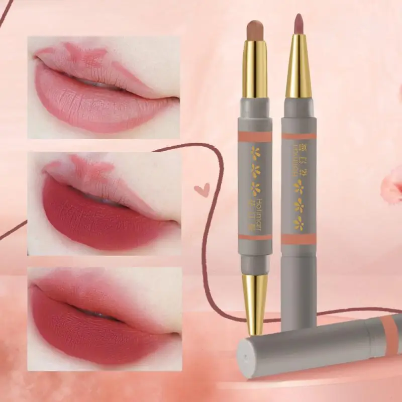 

Matte Anti-sweat Lip Liner Easy To Apply Makeup Non Stick Lipstick Facial Makeup Double Ended Lipstick Double Head Design Newbie