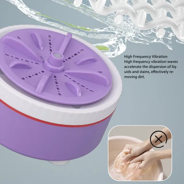 Mini Turbo Washing Machine Timed Adjustable Multifunction USB Powered Portable Mini Turbo Washer for Small Clothes Dish Washing 3