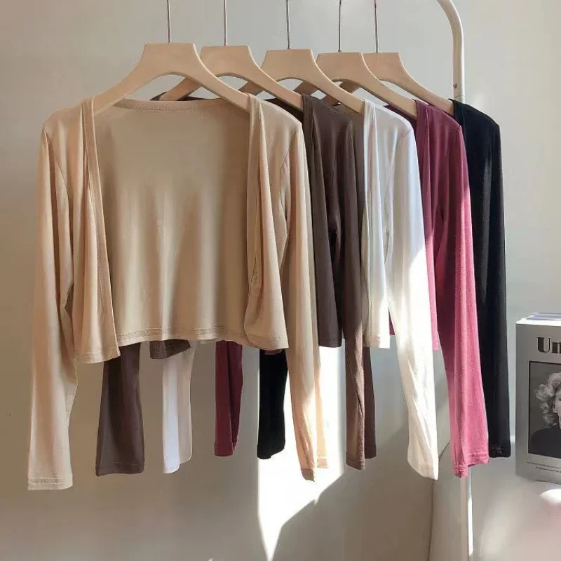 

Autumn Summer Sun Protection Clothing Women Modal Short Cardigan Ladies Shawl Female Long Sleeve Women Thin Coat Jacket
