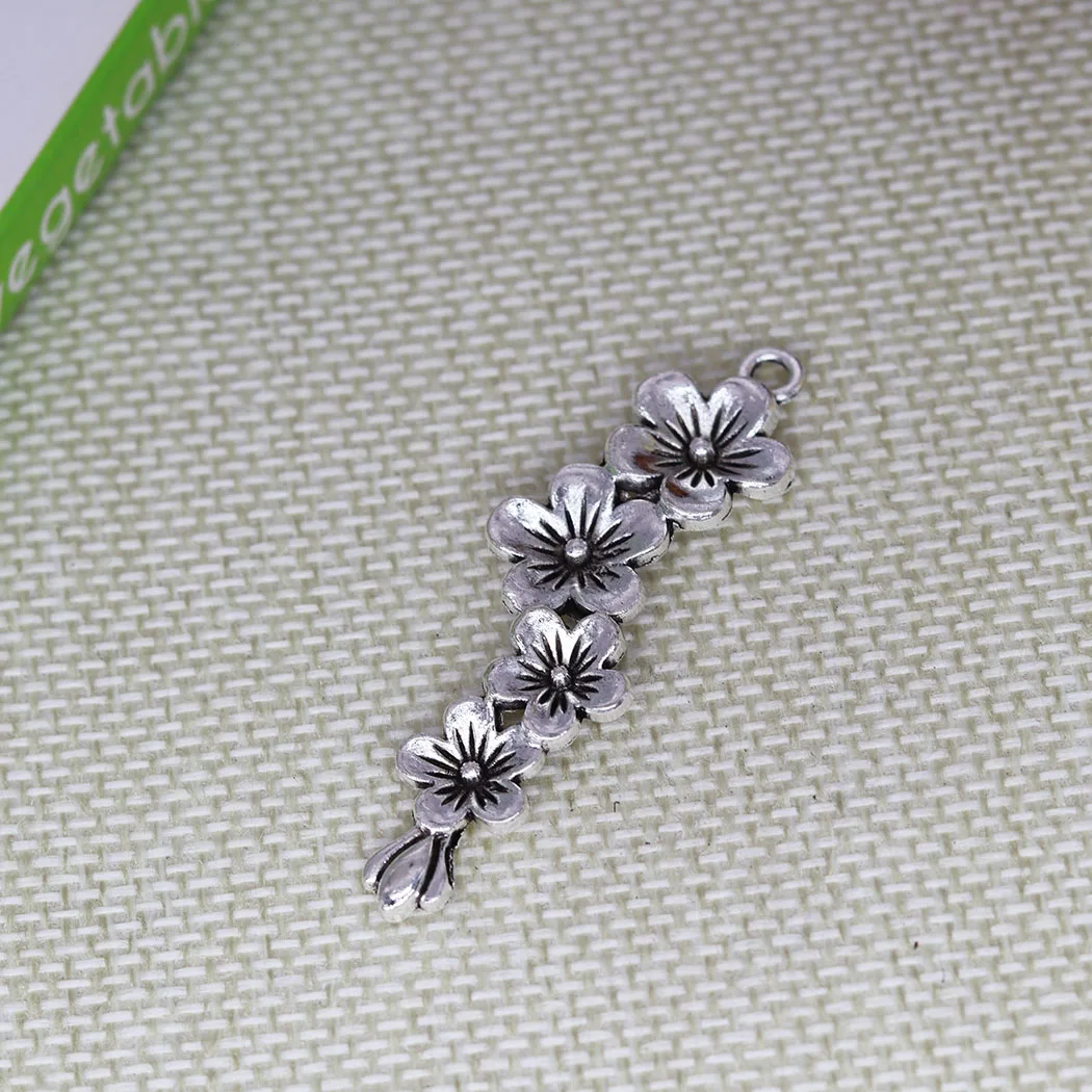 

5pcs Peach Blossom Charm Flowers Branch Women Pendant DIY Sweet Romantic Vintage Jewelry Making Diy Handmade Craft Supplies 56mm