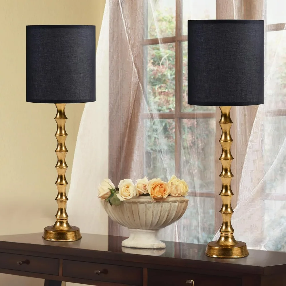 30.5" Gold Buffet Lamps Set of 2 with Black Shade, Buffet Table Lamps Set of 2 for Living Room, Black Gold Lamps for Dining Room 2